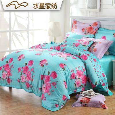 水星家纺长绒棉缎纹印花四件套106669 高品质家纺用品推荐