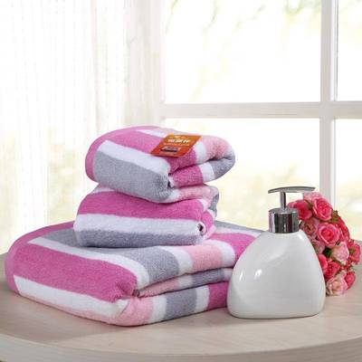 恒源祥纯棉毛巾套装 粉色条纹里的柔软生活美学